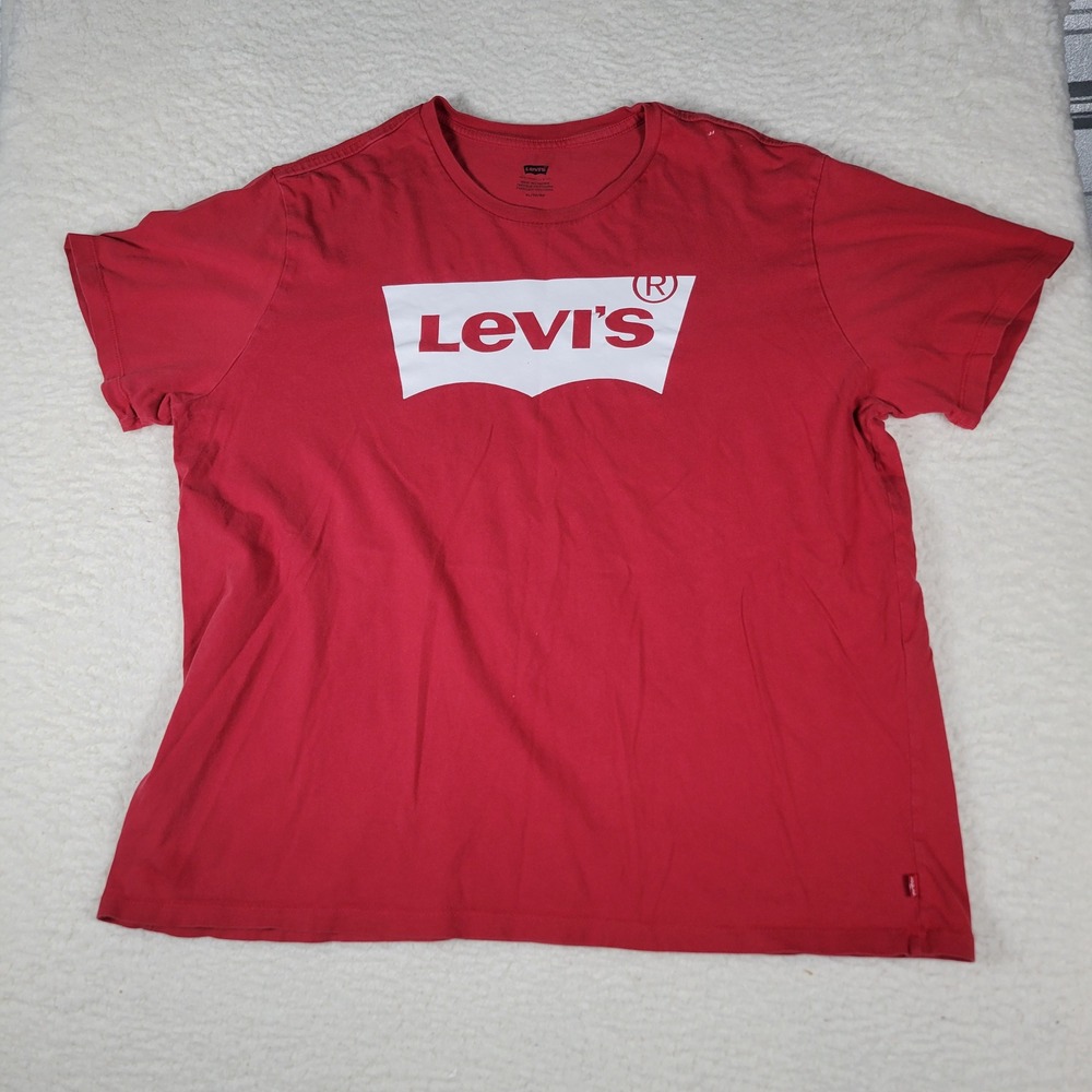 Levi's Graphic T-Shirt Mens XL Red‎ Batwing Logo Short Sleeve Cotton Tee